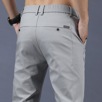 2022 wiosenne spodnie na lato męskie Stretch koreańskie Casual Slim Fit w pasie biznesowe klasyczne spodnie męskie czarne szare 28-38 6